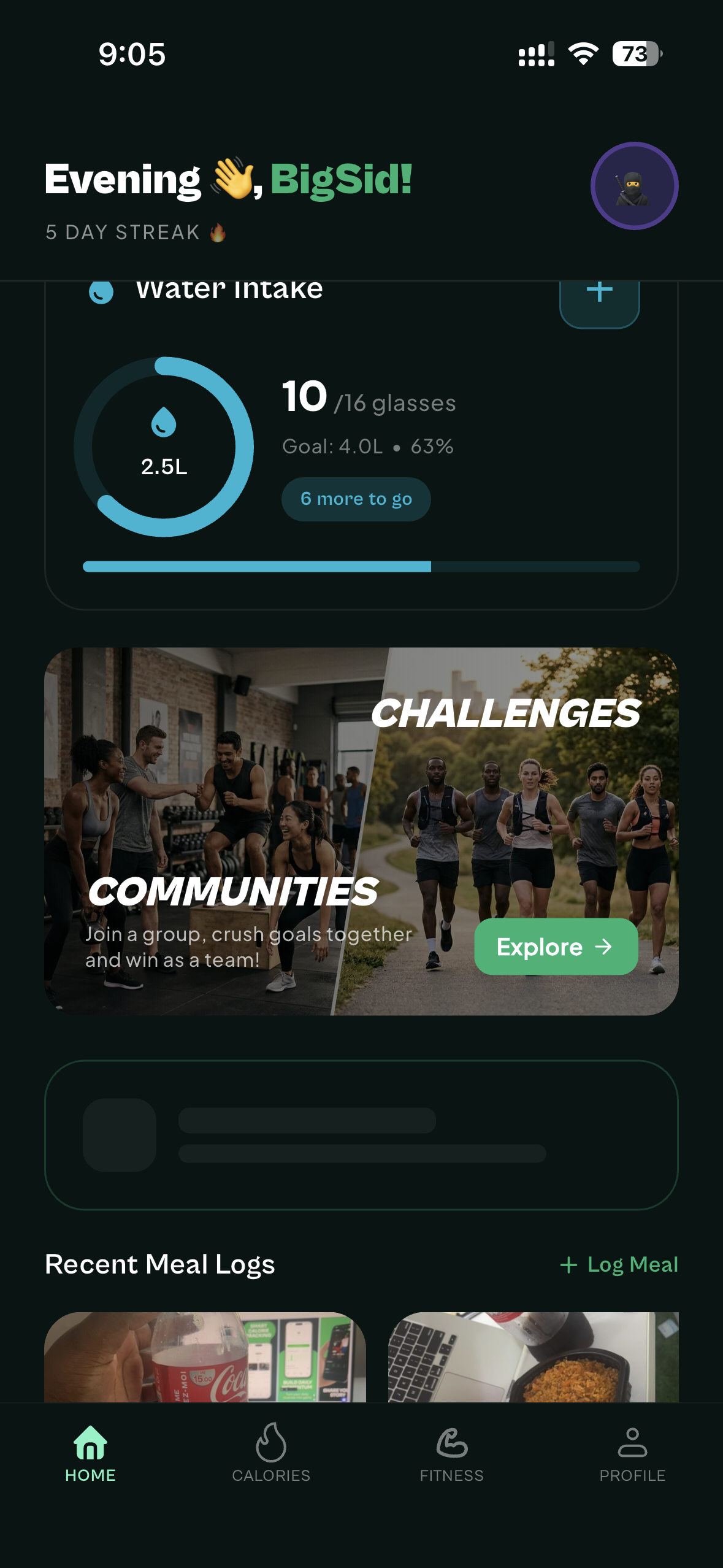 Home dashboard